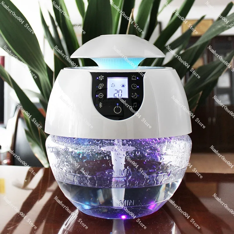 Blue Tooth And Music Air Purifier Humidifier Freshener Uv Lamp Water Based Globe Air Purifier With Transparent LCD Display