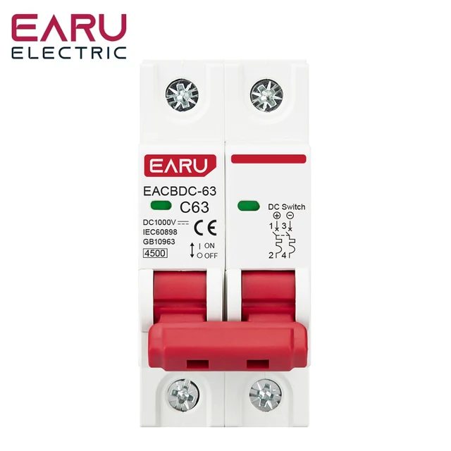 Wyłącznik automatyczny 2P DC 1000V MCB do instalacji solarnych, zabezpieczenie przed przeciążeniem, 6A 10A 16A 20A 25A 32A 40A 50A 63A DC1000V, fotowoltaika PV