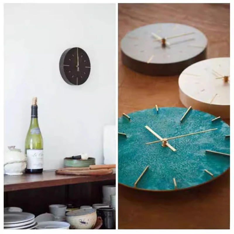 古い真鍮の壁掛け時計 リビングルーム ヴィンテージ時計 ウォールウォッチ インダストリアル 10インチ