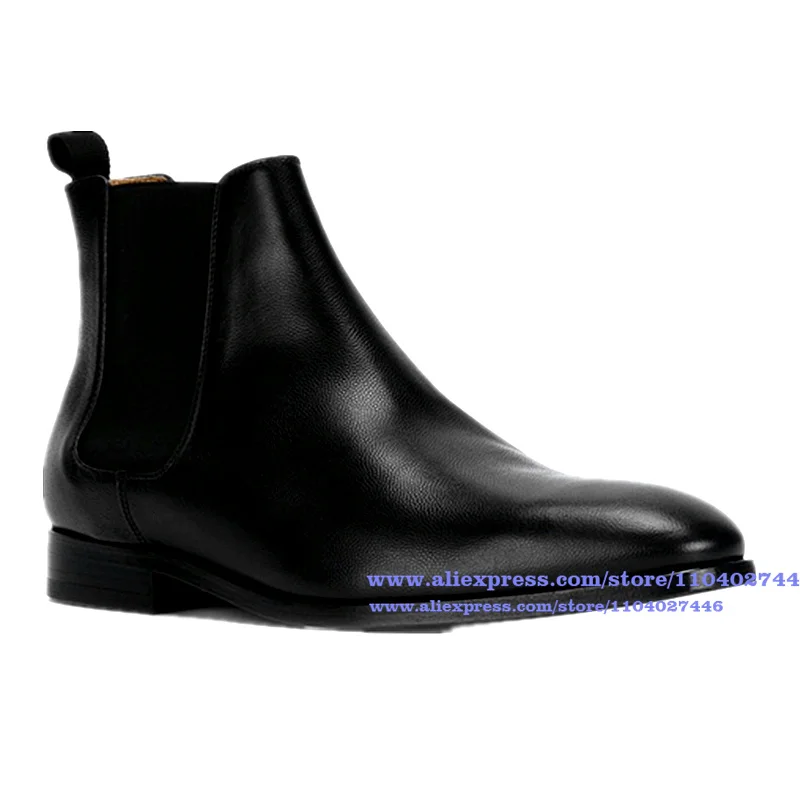 Bottines pointues en cuir conviviale ré pour hommes, botte de rinçage, haut, bande élastique, chaussures faites à la main, mode de luxe