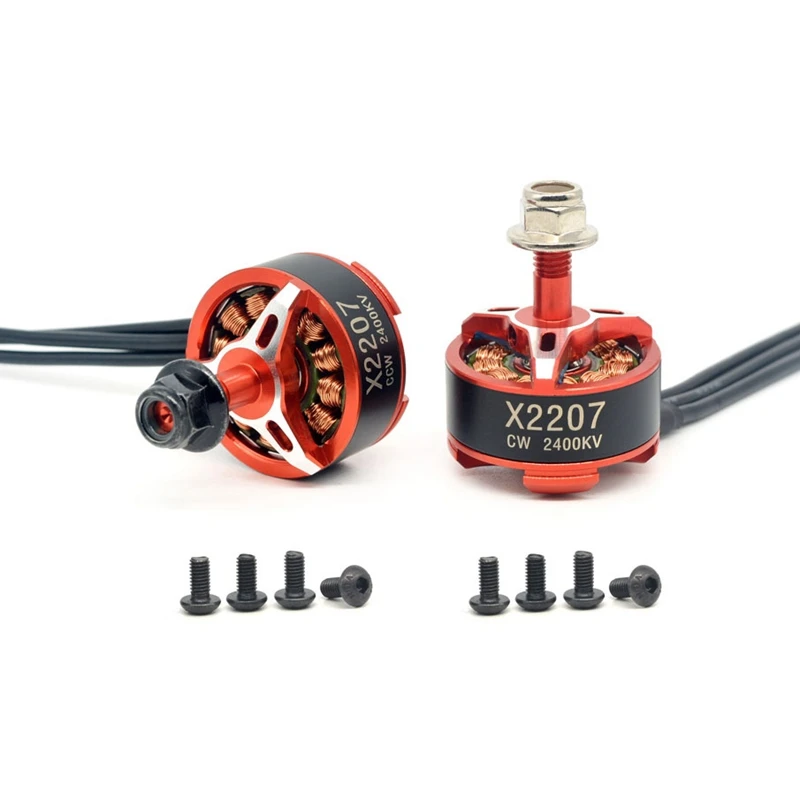 4 PCS 2207 2400KV 3-5S Brushless Motor For Sprog Beginner RC Drone FPV Racing Red