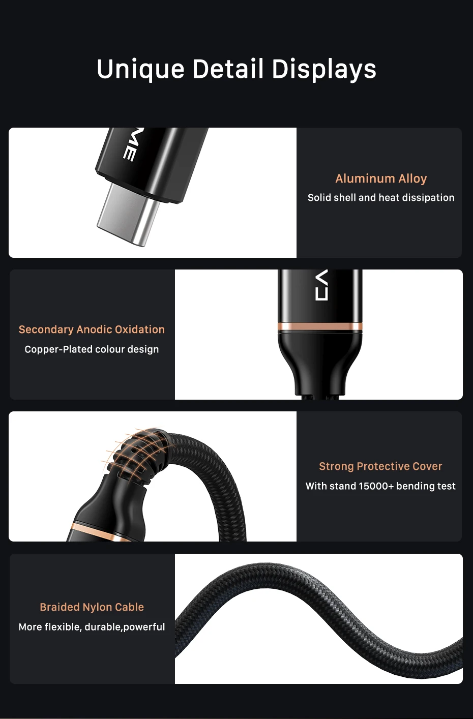 CABLETIME USB4-Kabel für Laptop, MacBook, Dock, 40 Gbit/s, unterstützt 8K, 60 Hz, PD240 W, schnelles Aufladen, Thunderbolt 3/4, USB 4.0, USB C zu C – Detail 14