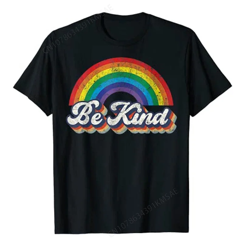 LGBTQ Be Kind Gay Pride LGBT Ally Rainbow Flag Retro Vintage T-Shirt Stop Questioning The Identity of Lesbian Bisexual Tee Tops