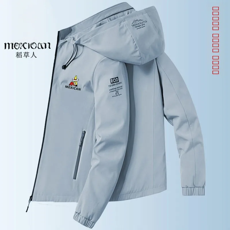 

Loose Fit Men's Jaet Spring Autumn New Sle Workwear Fce Lined Hooded Casual Spor Windbreaker Coat Mexican Brand