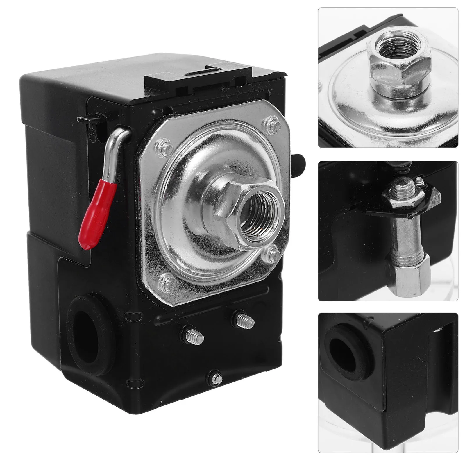 Interruptor de presión del compresor de aire ajustable 90-120 Psi ahorro de espacio mango Horizontal Control de presión del compresor de aire duradero
