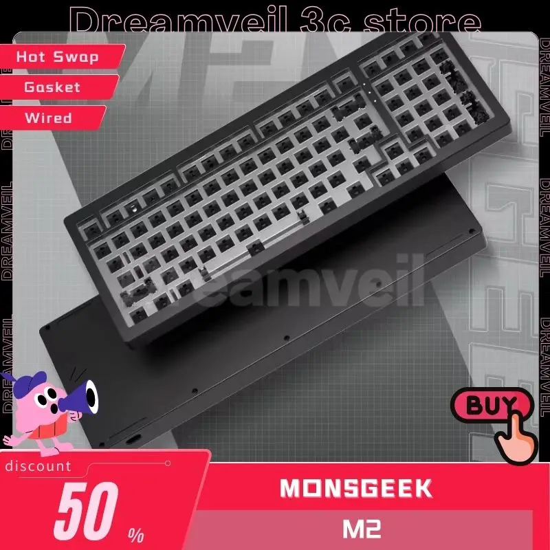 

Monsgeek M2 Mechanical Wired Gamer Keyboard Kit Aluminum Hot Swap Custom Barebone Esports Gaming Typing Gasket Desktop Office Pc