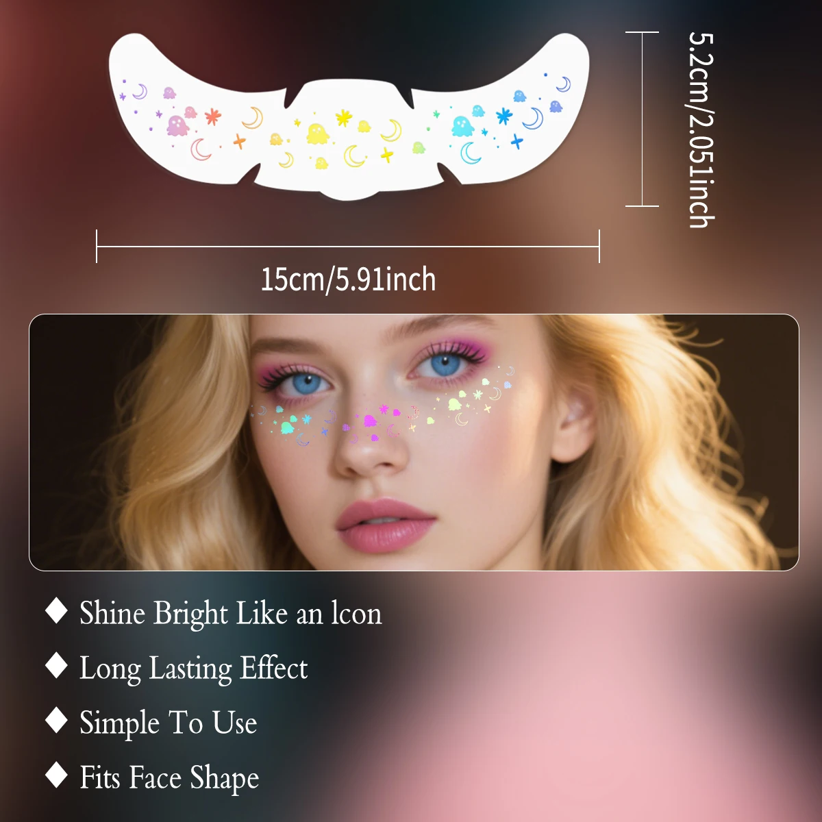 8 قطع من ملصقات وشم الوجه بالليزر للهالوين على شكل جمجمة اليقطين الخفافيش العنكبوت النمش المزيفة ملصقات الوشم المؤقت لمهرجان الحفلات