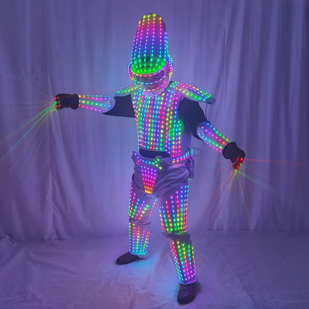 Full Color LED Robot Suit Party Performance Wears Armor Suit Colorful Light Clothe Club Show Stage Dance Performance Show Dress