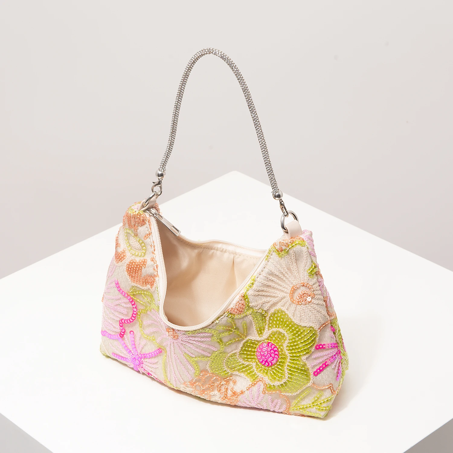 Schultertasche, Blumenmuster, Pailletten-Tasche, Stickerei, Gala-Abend, Party-Outfits, Abschlussball-Tasche, Hochzeitsartikel, Elegant, Valentinstag, Zufälliges Muster – Detail 5