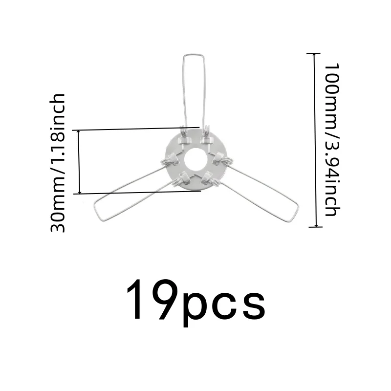 19 pcs 100mm-Fork Lamp Spring Clips for Home Lighting Installation, 3-Fork Stable Design, Strong Metal Spring