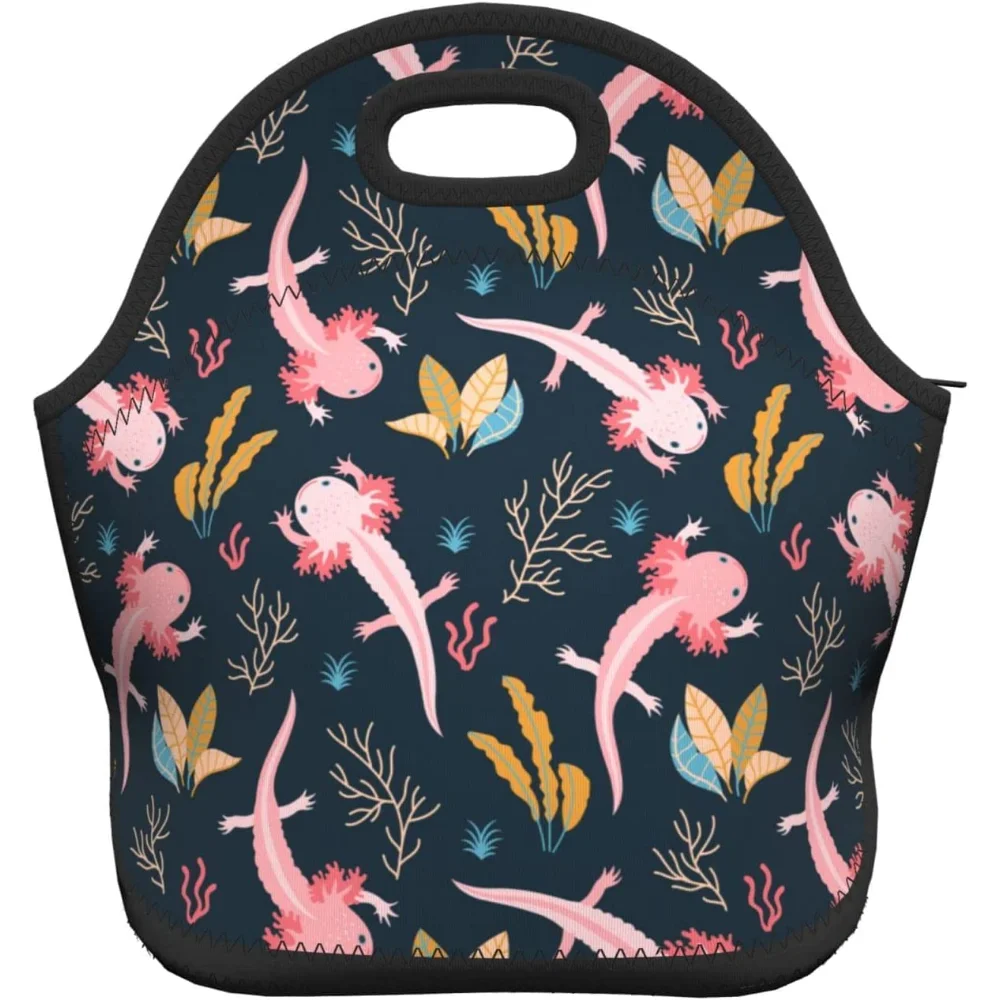 Axolotl-fiambrera grande reutilizable para hombre y mujer, bolsa de mano con aislamiento, fiambrera para acampar, regalos escolares