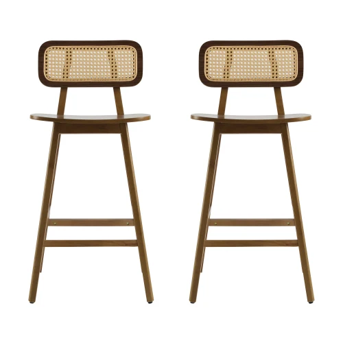 

# Modern Adjustable Indoor Wood Barstool Set Of 2 With Walnut Finish For Home Bar