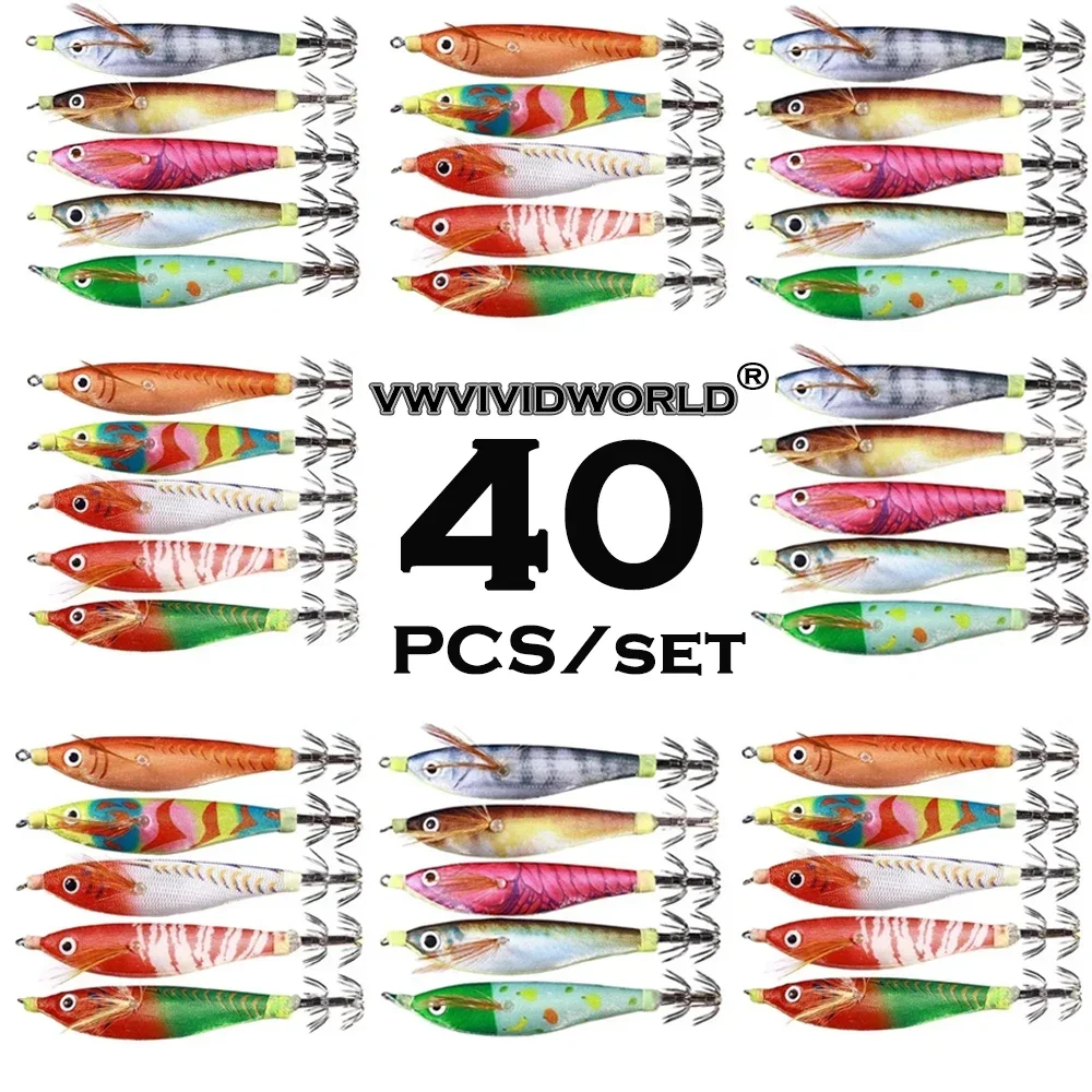 VWVIVIDWORLD,10-40 Pcs/set,Unit price is cheaper,Faster delivery time,squid jig,Simulated Fishing Lures,Squid Bait,Fake Bait