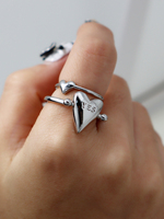 2PCS Exquisite Flip Love Decoration Ring Couple Ring Daily Date Party Jewelry