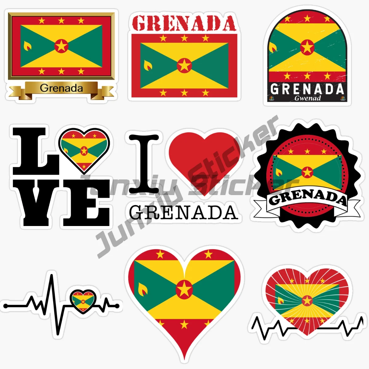 

GRENADA National Flag and Emblem Sticker for Decorate Car Van Bicycle Truck Wall Window Fridge Vinyl Self-adhesive Decal