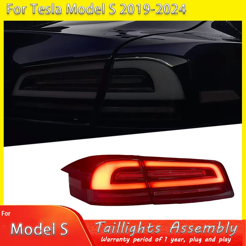 

CAR для Tesla Model S Задние фонари 17-24 Модифицированный динамический указатель поворота Запуск дневного света Задний фонарь Обновление автомобильной лампы