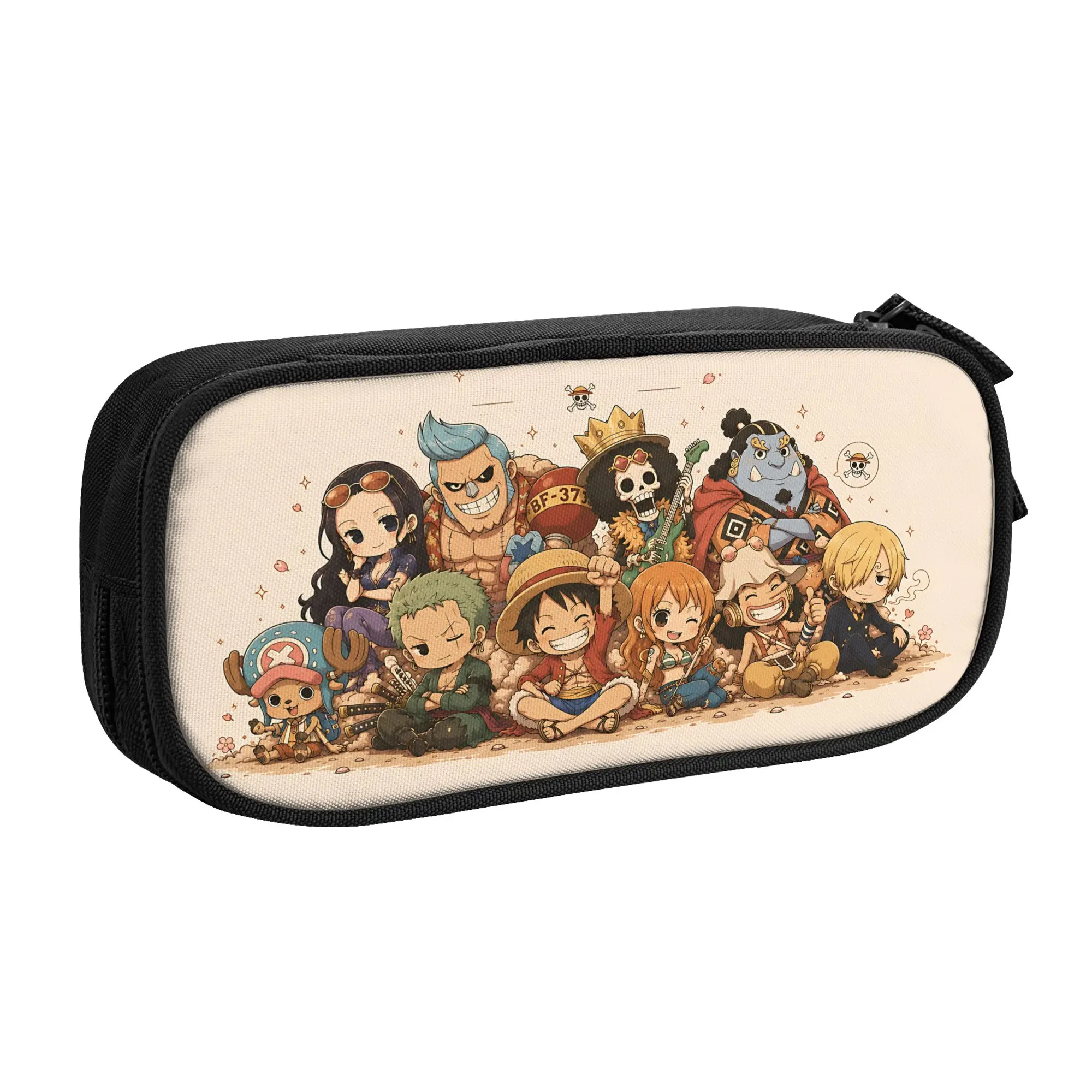 Large Capacity Bags For Child Cartoon Luffy Chibi Crew Pattern One-Pieces Handheld Study Bag For Boys Gilrs Kids