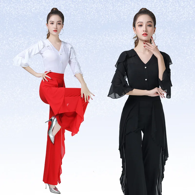 Women Latin Dance Top Long/Short sleeved Balloom Modern Dancewear Top for Stage Performance Outfit Matching Customized