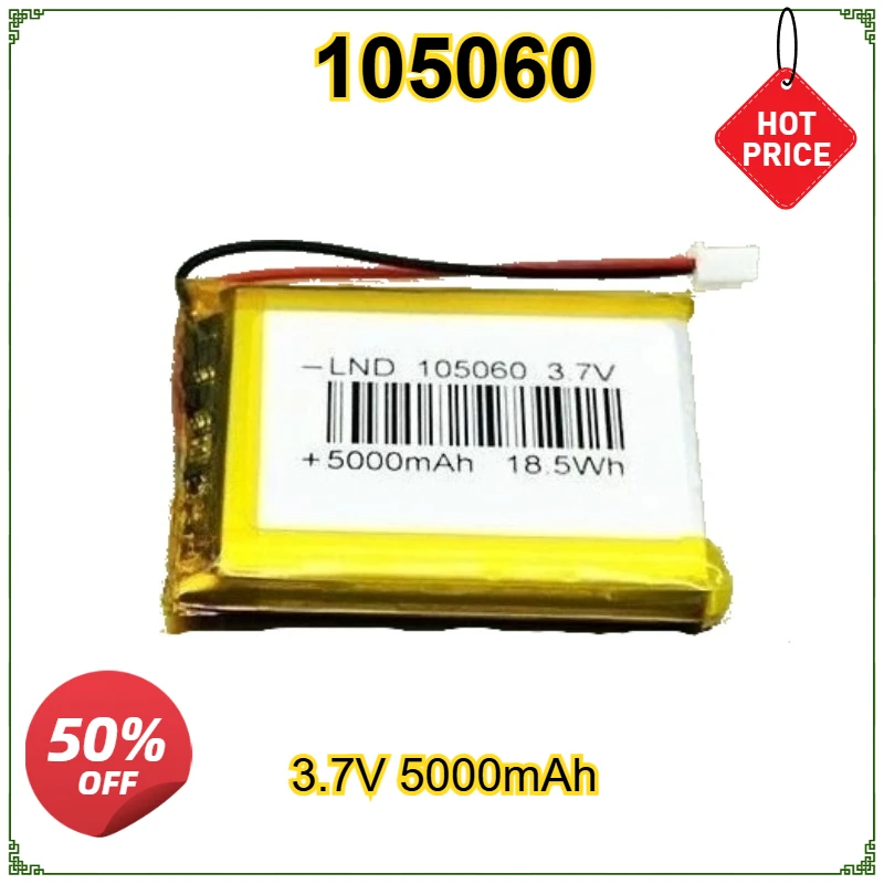 105060 3.7V 5000mAh Polymer Lithium Rechargeable Battery Power Bank  GPS Locator LED Light Universal Bateria 3.7V