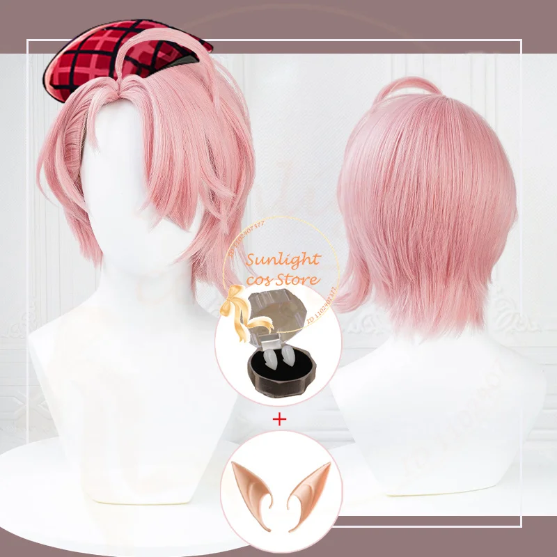 

Aster Wig Cosplay Wig 32cm Pink Aster Wigs Heat Resistant Synthetic Hair Carnival Role Play Anime Wigs + Wig Cap