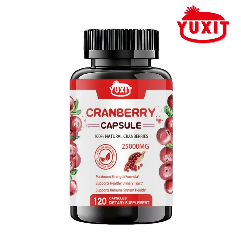 

YUXIT Cranberry Concentrate Extract Vitamin C 25000 Mg 120 Caps Triple Potency NonGMO