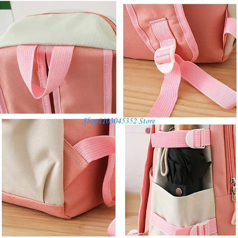 5 Pçs/set Mulheres Mochila Estudante Mochila Escolar Mochila Lona Alça Superior Bolsa Laptop Mochila Mochila Viagem