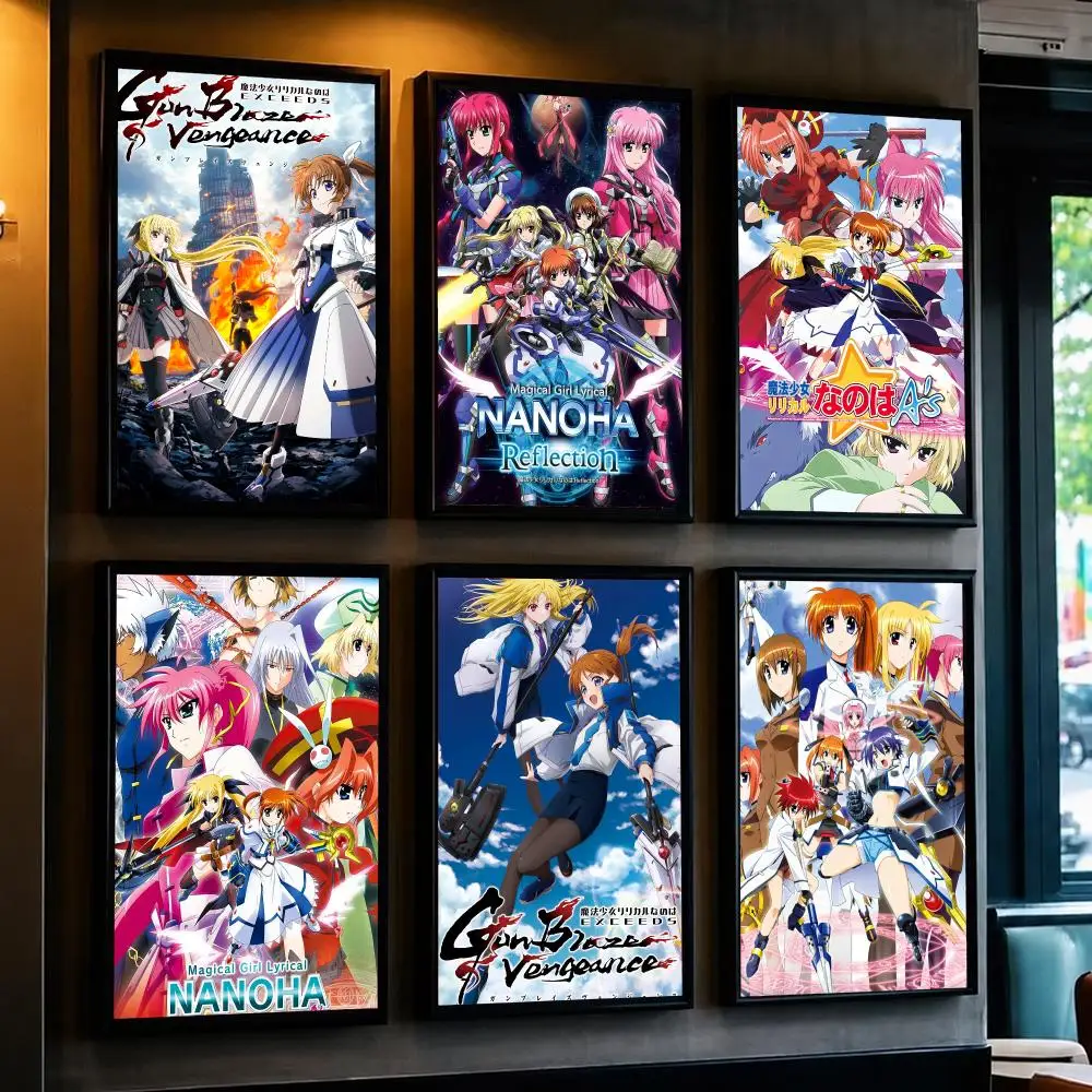 anime M-Magical Girl Lyrical Nanoha-A Poster Minimalist Wall Sticker for Cafe Office Bar Home Decor and Gift