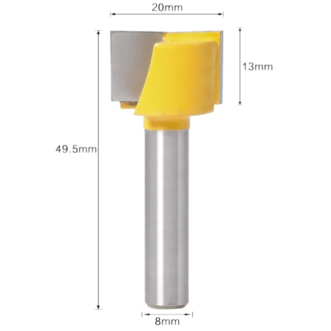 8mm Shank Cutting Diameter 16 18 20 22 25mm Wood Milling Plaining Cutter Woodworking Router Bits for Carving Engraving Machine