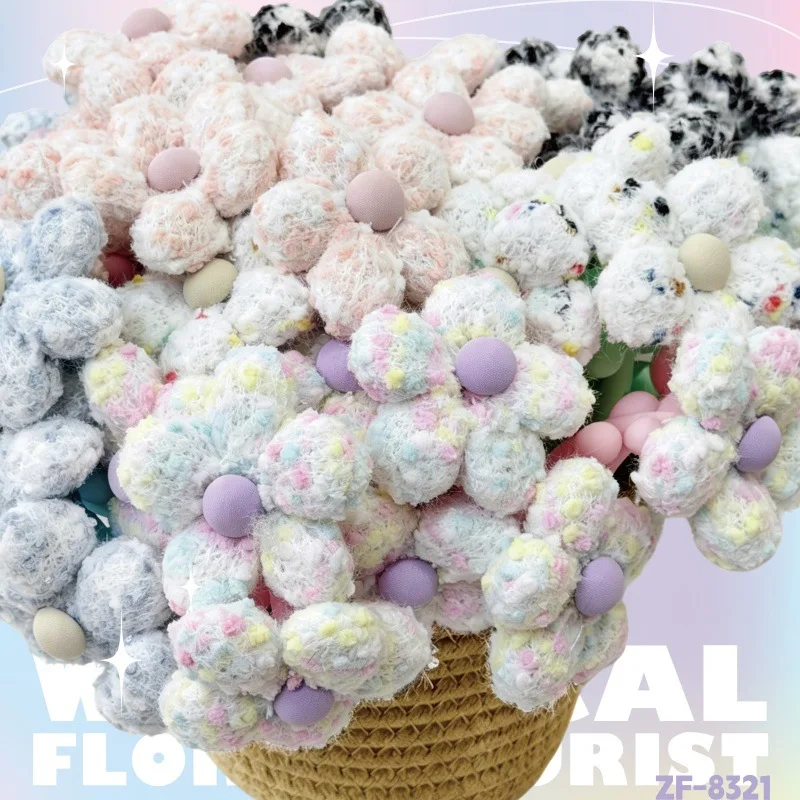 10PCS Factory Direct Sales Symphony Plush Yarn Fabric Flower Neutral Pen Soft Three-dimensional Sunflower Styling Pen Wholesale