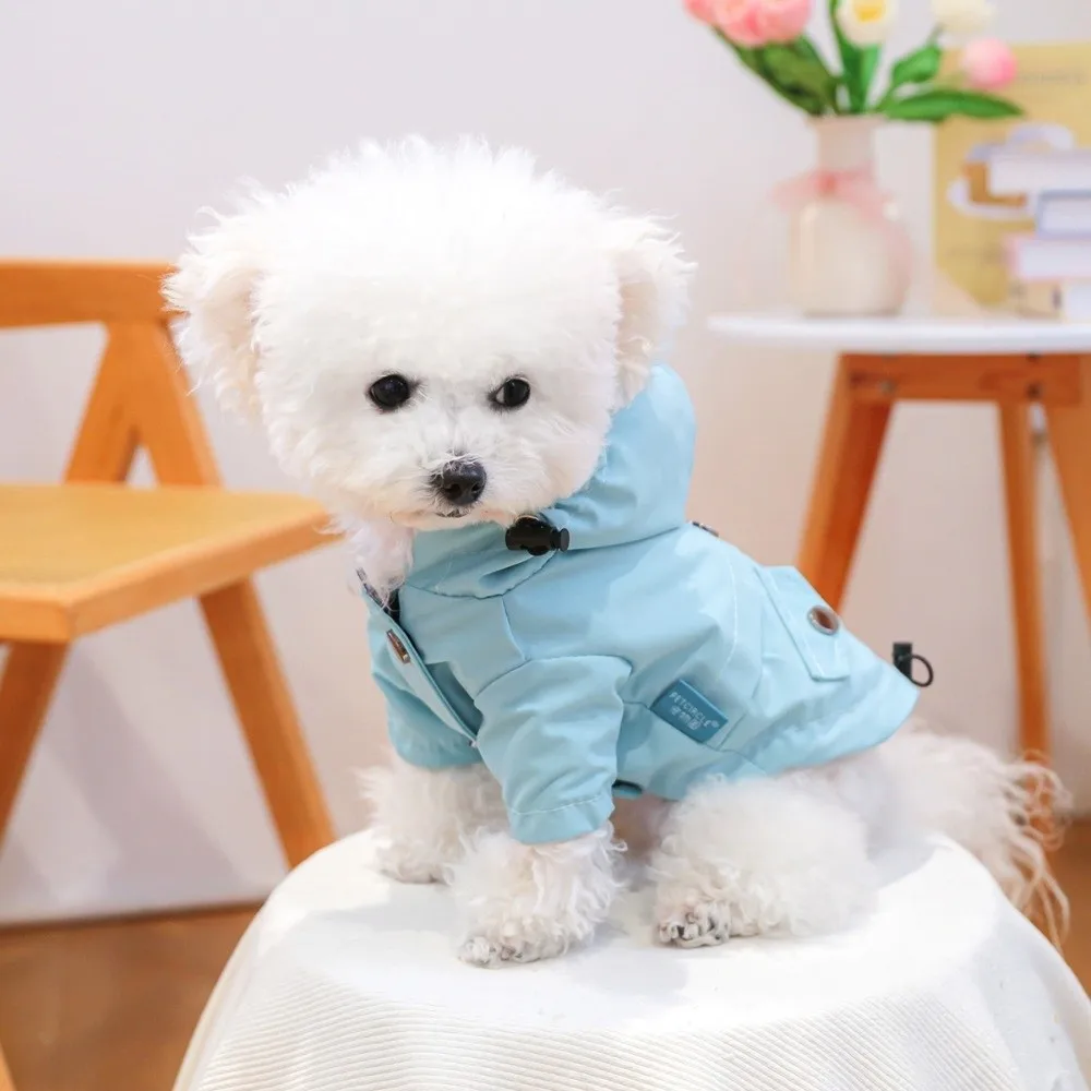 Windproof Dog Hooded Raincoat Adjustable with Zipper Waterproof Dogs Clothes Two Legged Dog Rain Jacket Sport Activities - view 2