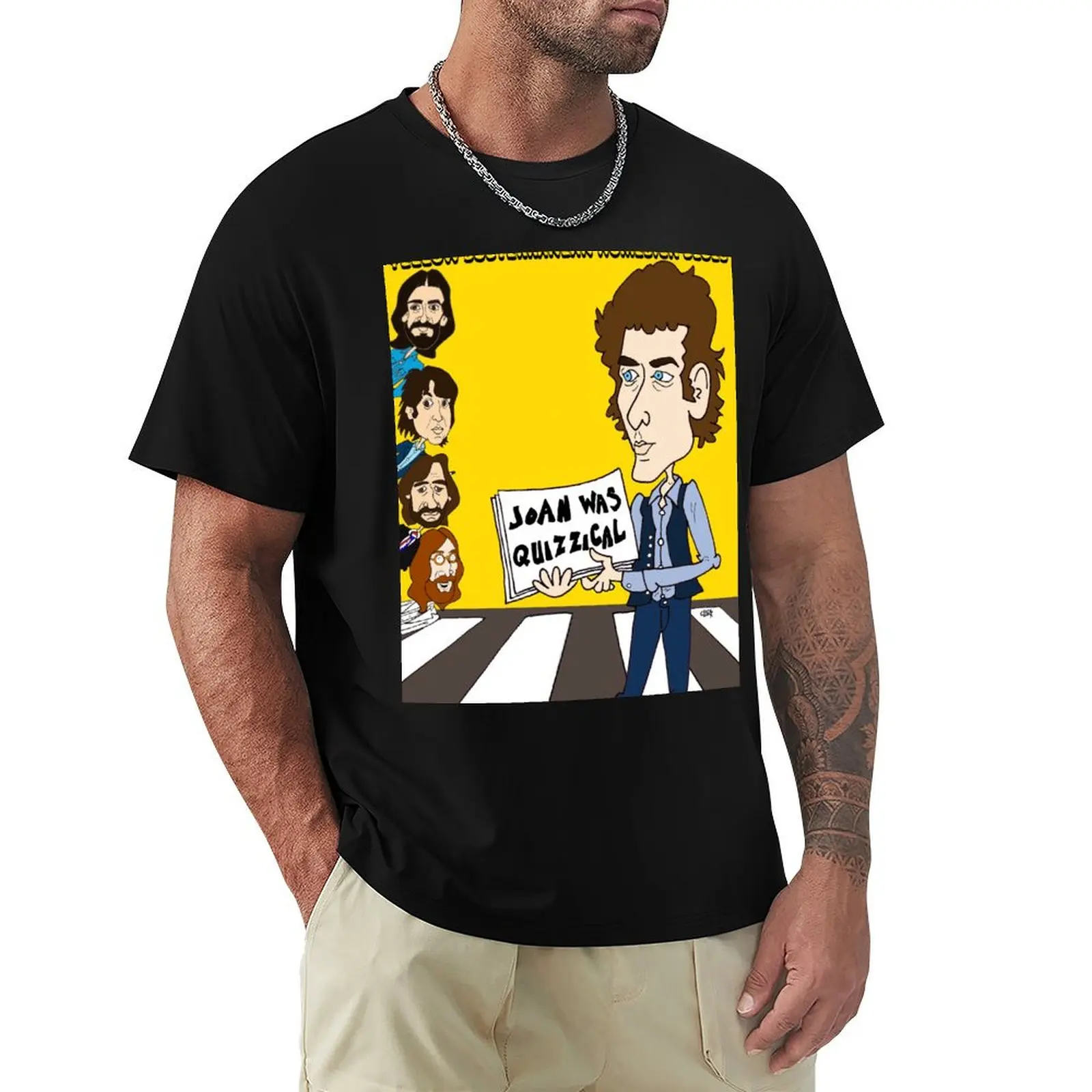 YELLOW BLUES: 4 Musical Icons Meet Another On A Zebra Crossing. T-Shirt Big and Tall Casual T-Shirt