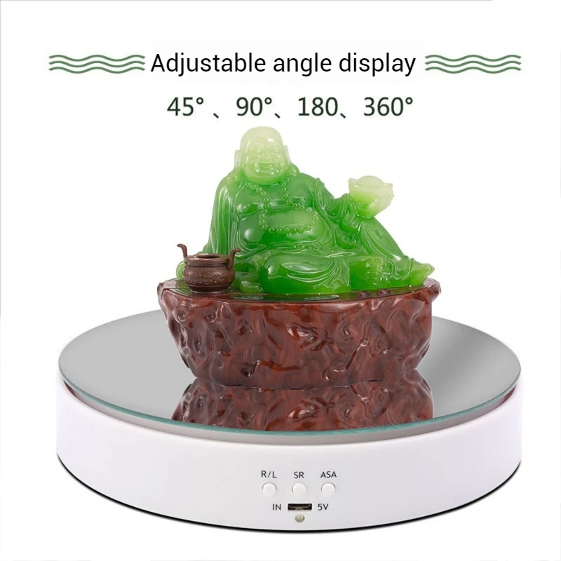 2-Speed Smart Rotating Display Stand /w Adjustable Angle USB Rechargeable Turntable for Product Photography E-commerce Showcase