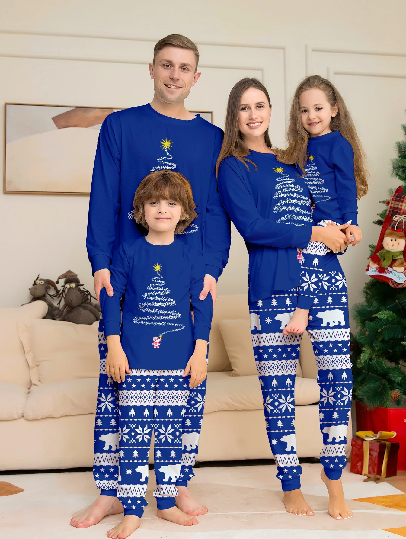 Completi coordinati per la famiglia di natale mamma papà bambini 2 pezzi pigiama Set bambino Casual indumenti da notte larghi pigiama effetto