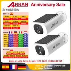 ANRAN 2/3/4 PCS Outdoor Wireless WIFI Camera 2.4G 3MP Battery Solar Security Camera Floodlight Color Night Vision Local Alarm
