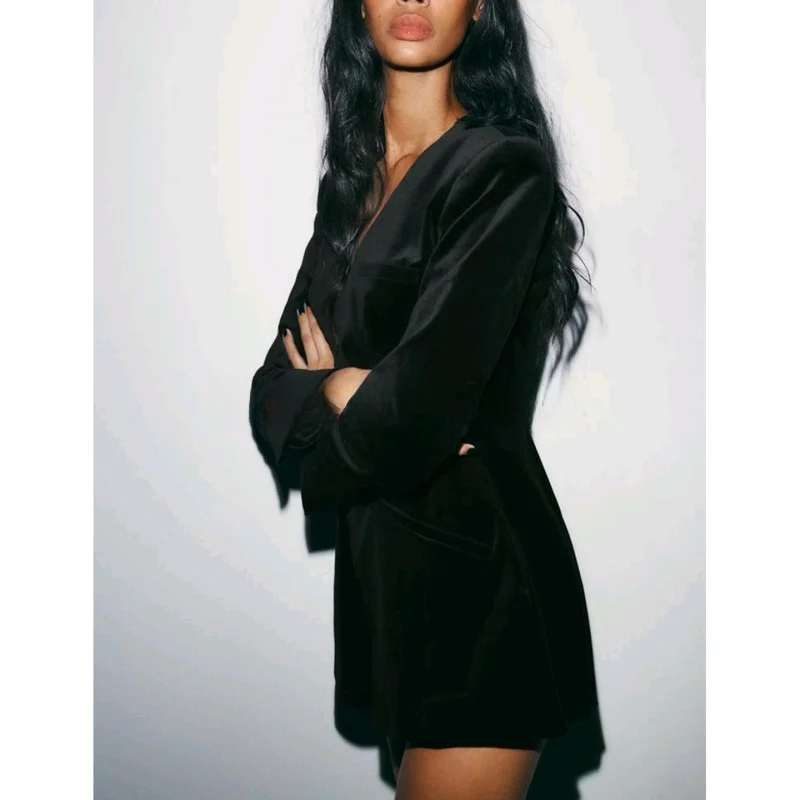 겨울 여성 정장 슬레 레르 더블 브레스티드 롱 슬리브 브이넥 플란넬 오버사이즈 캐주얼 폴리에스터 섬유 출퇴근용