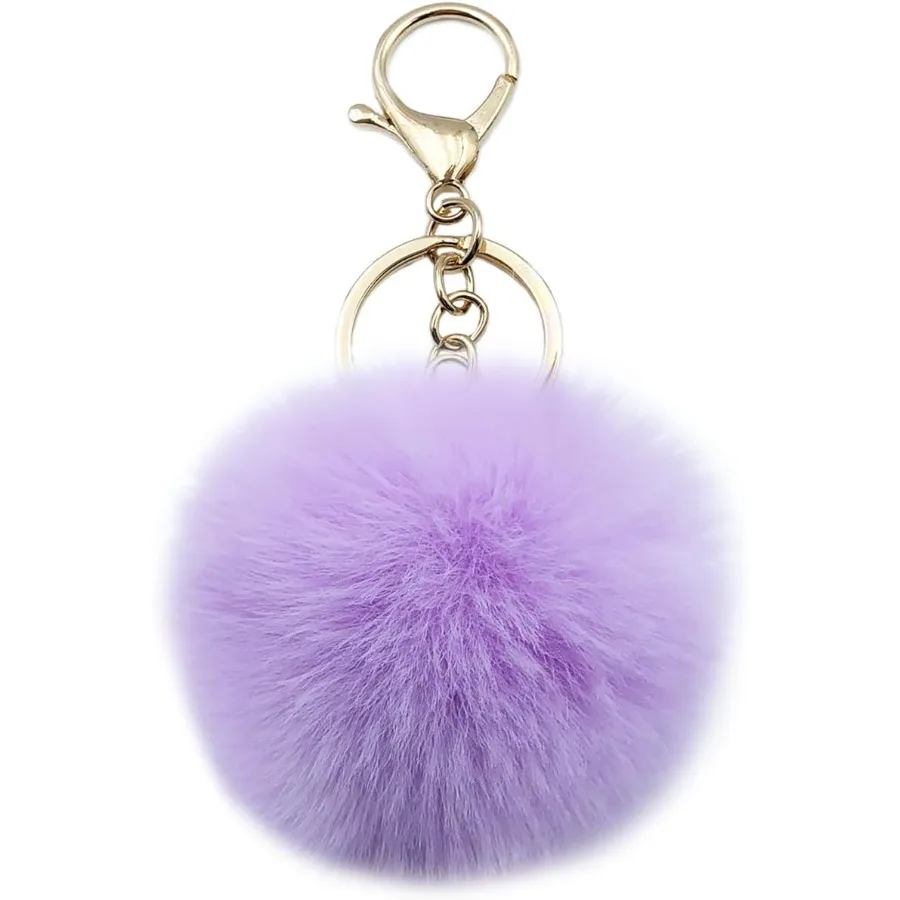 

Unpafcxddyig Faux Rabbit Fur Ball Pom Pom Keychain for Car Key Ring Phone Handbag Charm Tote Pendant