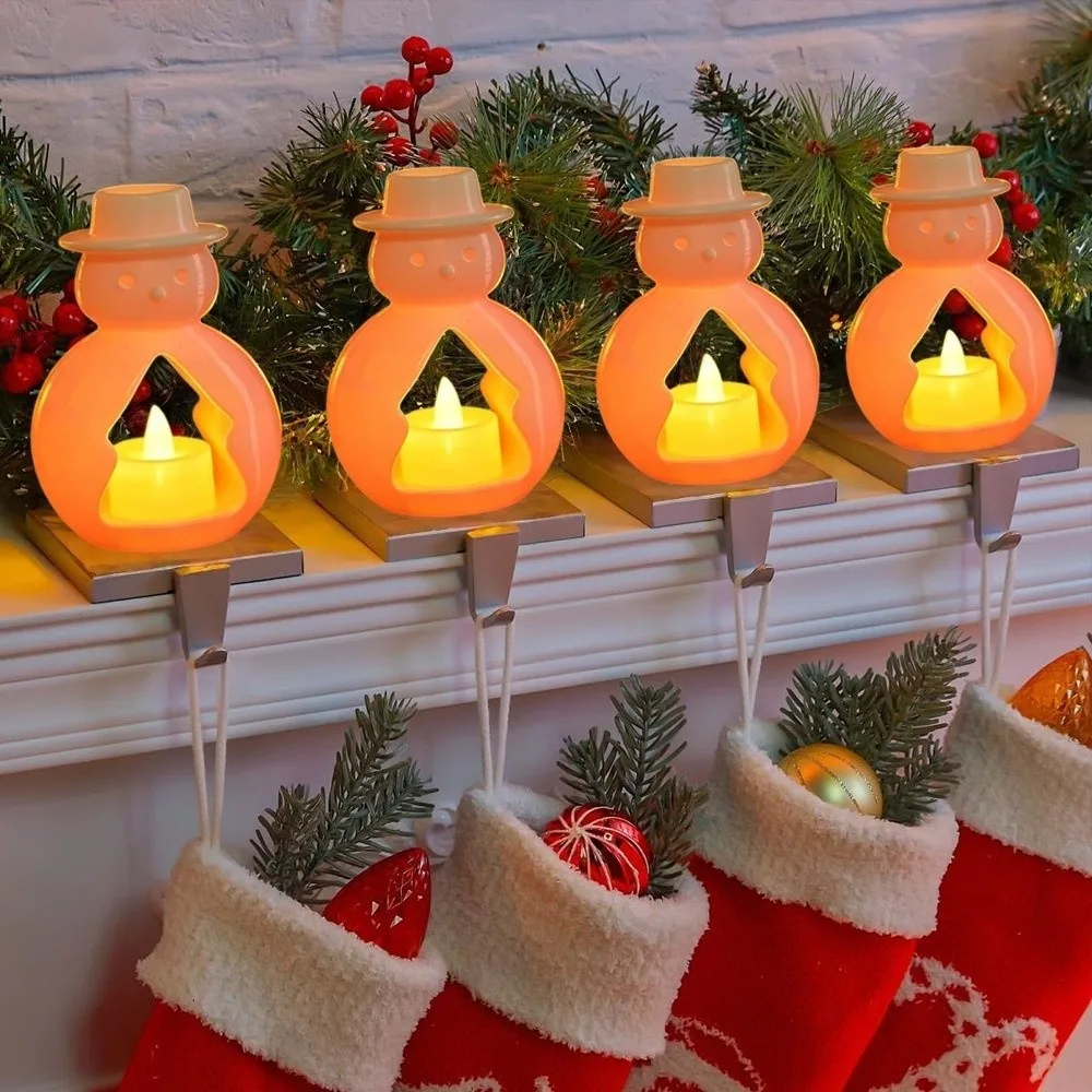 Reindeer Tree Christmas LED Candle Light House Hollow Out Mini Christmas Night Lights Ornamnets Star Snowman Small Lights