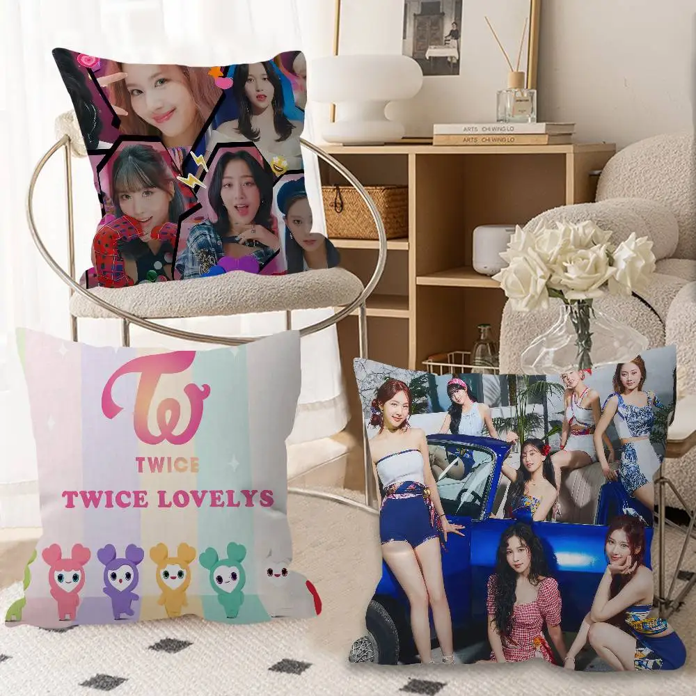 Capa de Almofada Decorativa Kpop T-Twice para Quarto, Estética de Casa, Decoração de Quarto, Sofá, Cama, Capa de Almofada 45x45