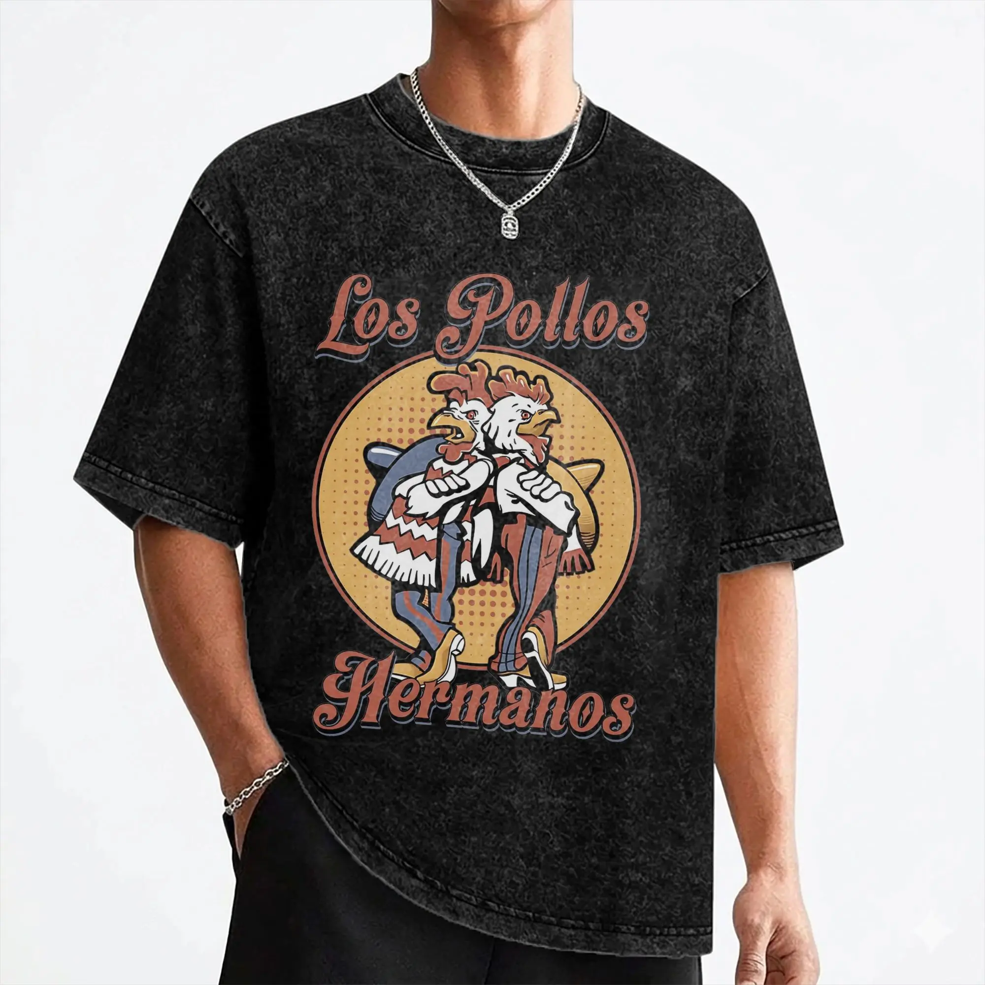 Los Pollos Hermanos T Shirts Washed 100% Cotton T-Shirt Chicken Brothers Vintage for Men Women Streetwear Summer Tee Shirt