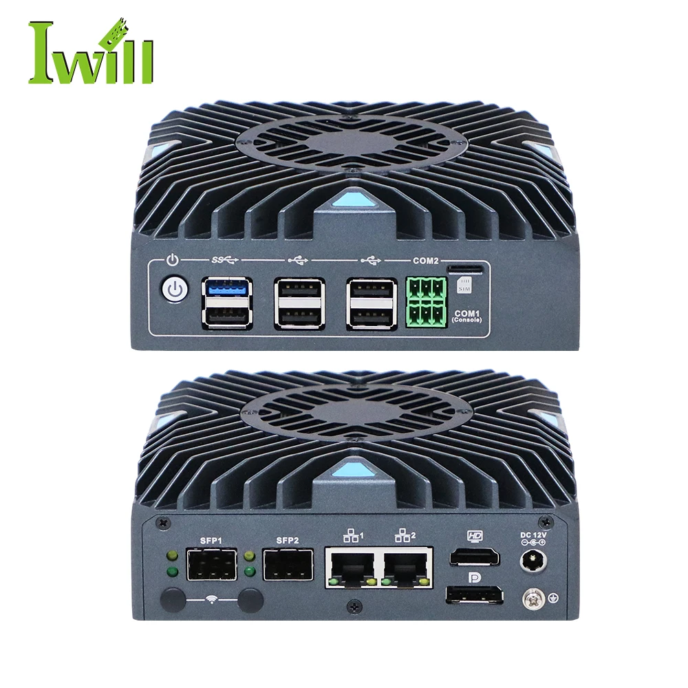 High Performance Industrial Mini PC N150 Dual 2 5G  10G Fiber Ethernet Support 4K Dual Display for Automation