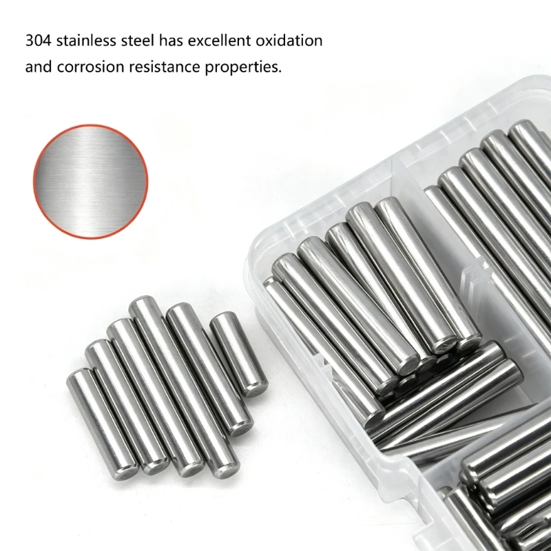 Metal Dowel Assortment with 110 Smooth Cylindrical Items and Divided Storage Case for Positioning and Fastening Parts D2RD