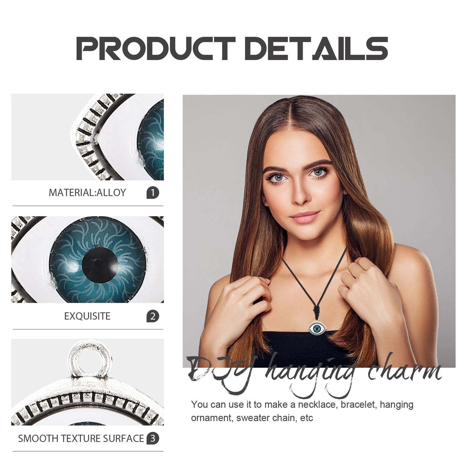 

20 Pcs Eye Pendant Metal Charms for Jewelry Making Necklace Earrings Unique Alloy Necklaces Miss