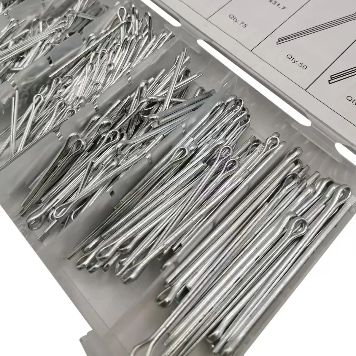 555Pcs Sliver Split Pins Cotter Fixings Assorted Sizes Zinc Plated Steel Hard Case Link Split Cotter Pin High Quality