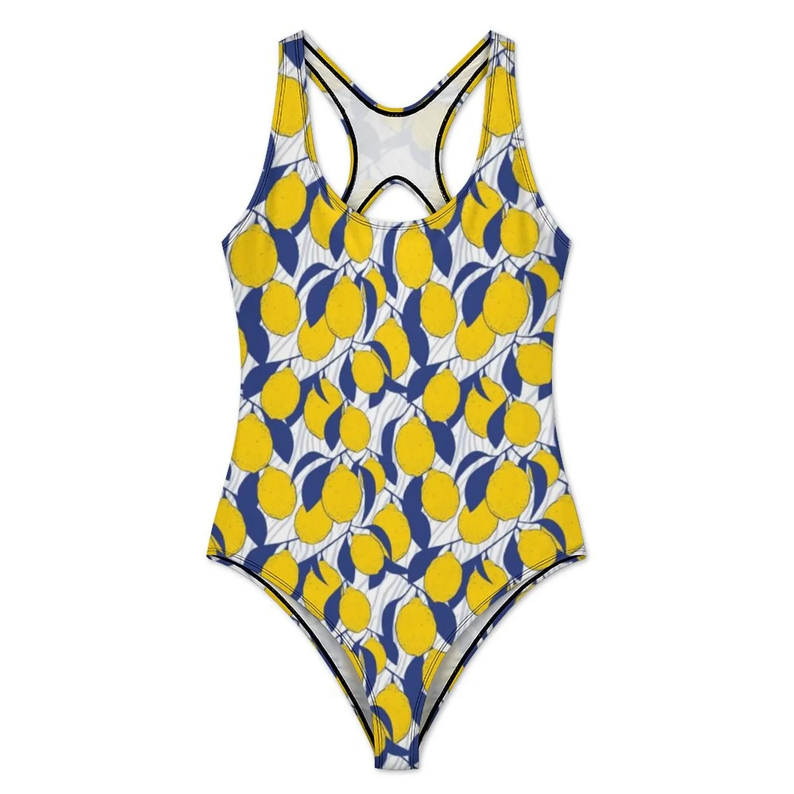 Cute Lemon Pattern Swimsuit Sexy Fruit Design Lovers One Piece Swimwear Push Up Swimsuits Trend Fitness Bathing Suits