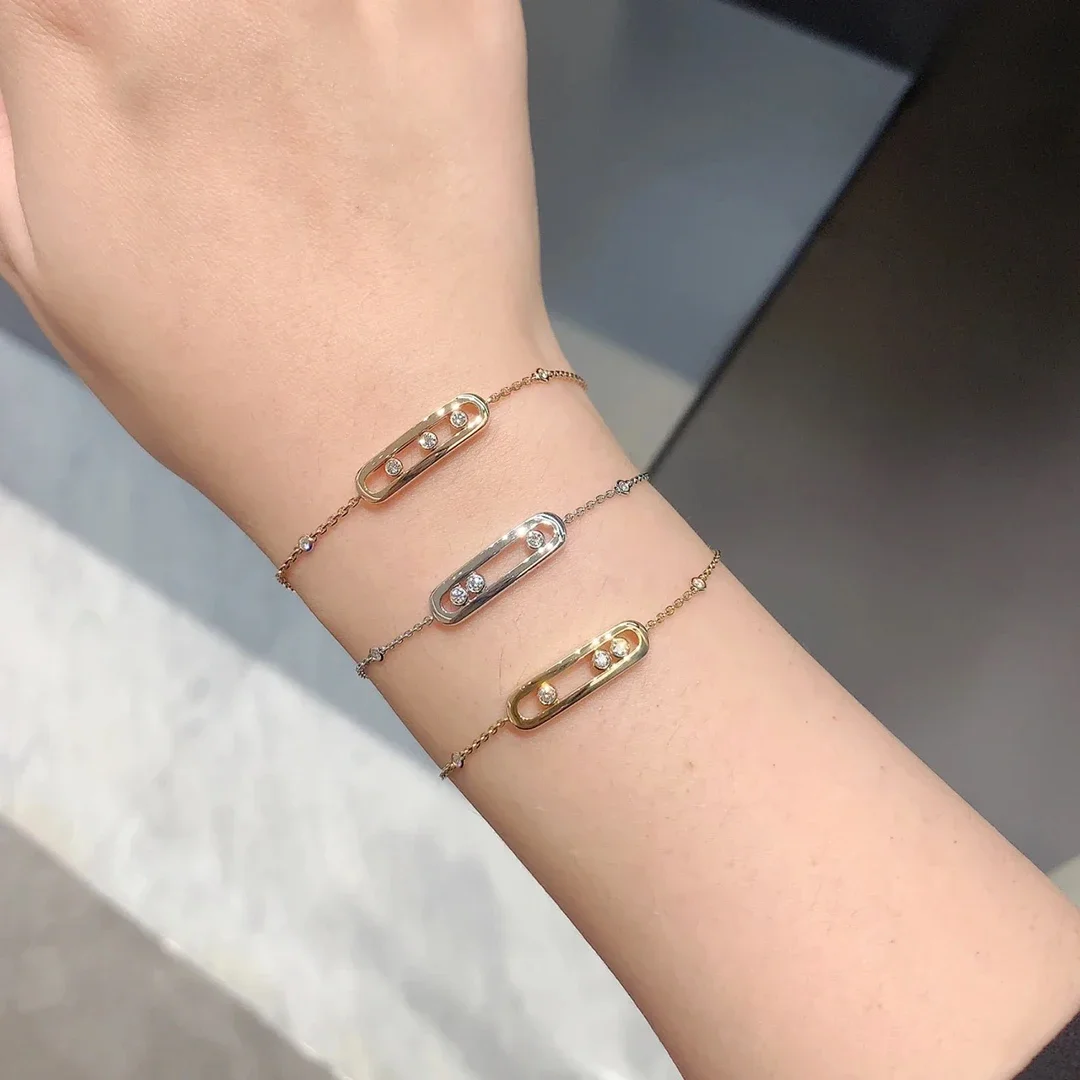 925 Sterling Silver Fashion French Luxury Jewelry Mobile Diamond Women's Bracelet. Non Fading And Non Allergic. Holiday Gifts