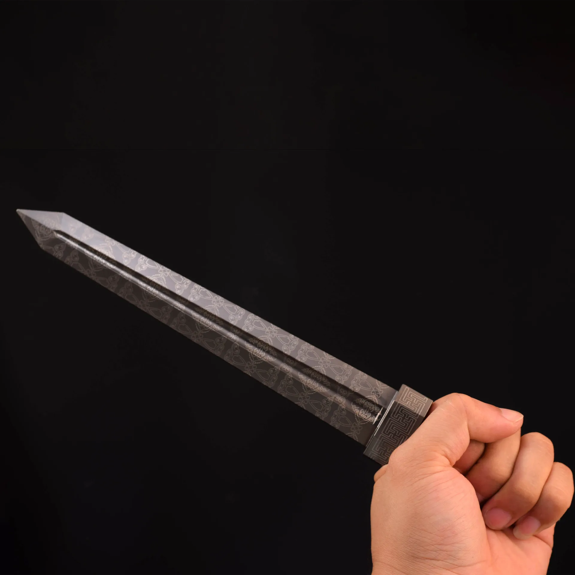 30cm/11.81inch Eldens Weapon Greatsword Damascus Pattern Katana Collectible Gift Box Metal Model Game Ring Peripherals Toy Knife