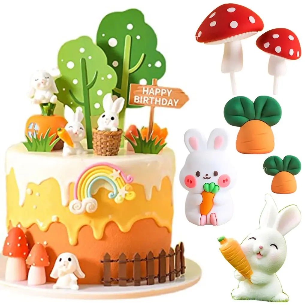 Wald Hase Kuchen Topper Wald Pilz Wald Tier Kuchen Topper für Baby Dusche Geburtstag Wald Thema Party Dekoration – Detail 1
