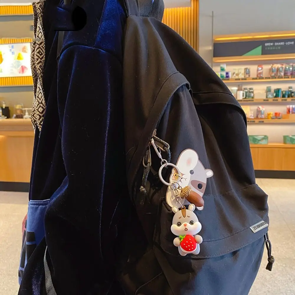 Kawaii 만화 햄스터 스낵 열쇠 고리 귀여운 섬세한 자동차 열쇠 고리 인형 크리 에이 티브 가방 펜던트 작은 선물