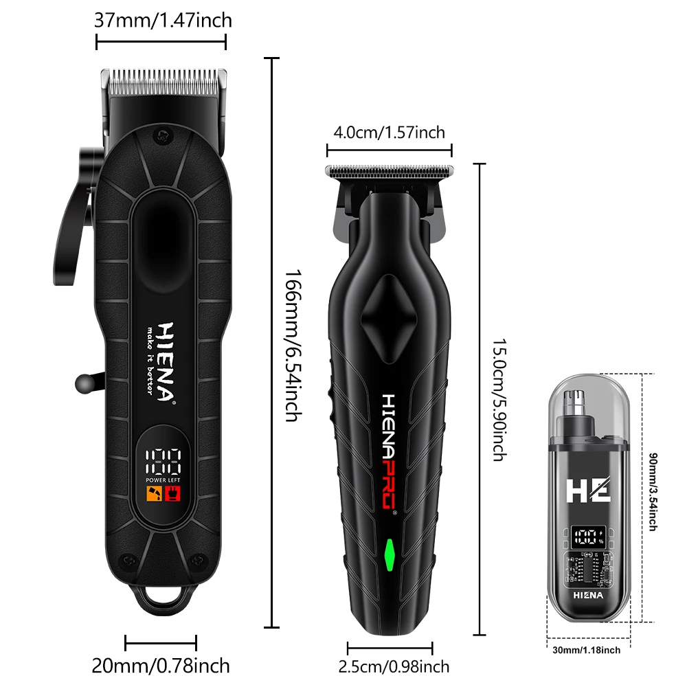 HIENA 전문 충전식 헤어 클리퍼 세트, USB 충전, 작은 휴대용, 집에서 사용하기 쉽고, 머리를 당기지 않고 빠른 트림