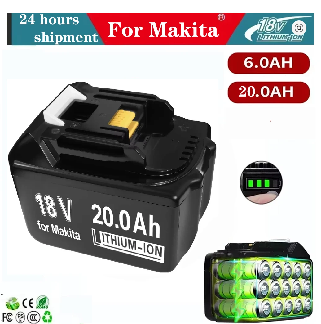

20Ah/6Ah for Makita 18V Battery BL1830B BL1850B BL1850 BL1840 BL1860 BL1815 Replacement Lithium Battery